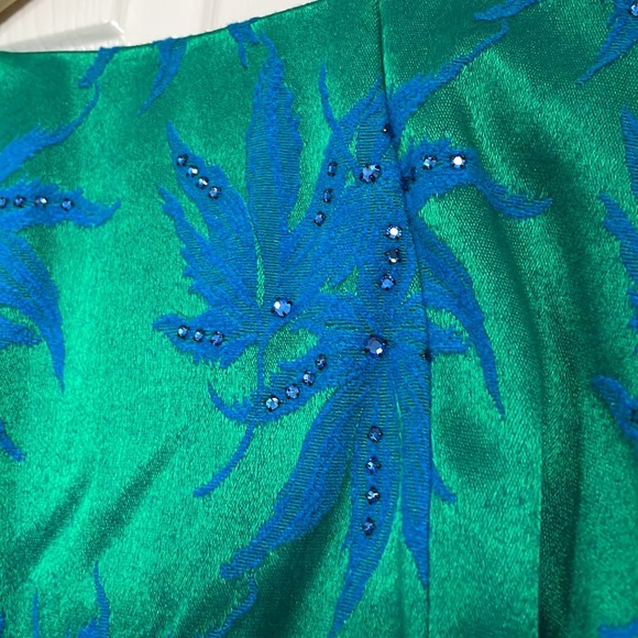 VINTAGE Gorgeous Mardi Gras New York Blue and Green Dress - Picture 8 of 11